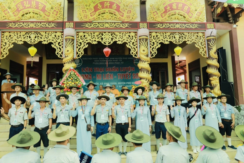 GIA ĐÌNH PHẬT TỬ HUYỆN PHÚ VANG TỔ CHỨC LIÊN TRẠI HUẤN LUYỆN ANOMA – NI LIÊN – TUYẾT SƠN NĂM 2023